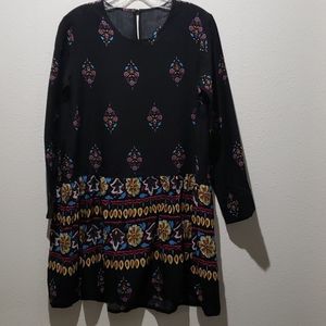 Retro Boho floral long sleeve dress.